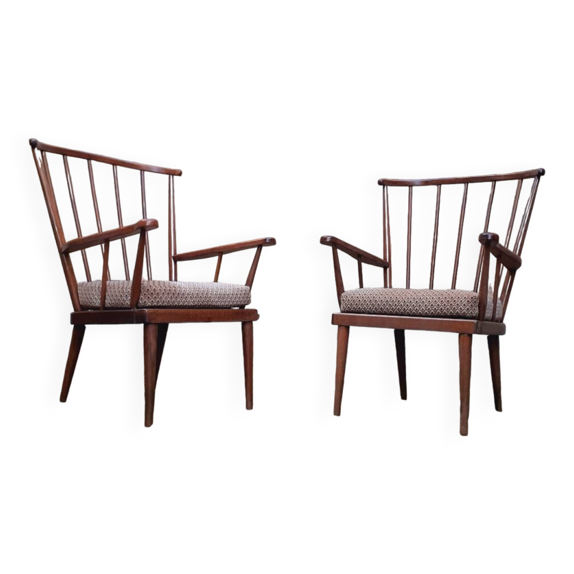 Pair of vintage fan armchairs from the 60s, Baumann edition.