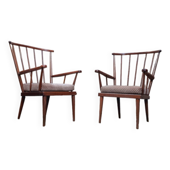 Pair of vintage fan armchairs from the 60s, Baumann edition.