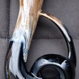 Art Pottery Vase Serpent Stoneware Flame Large Fire Signed: Verdelais.