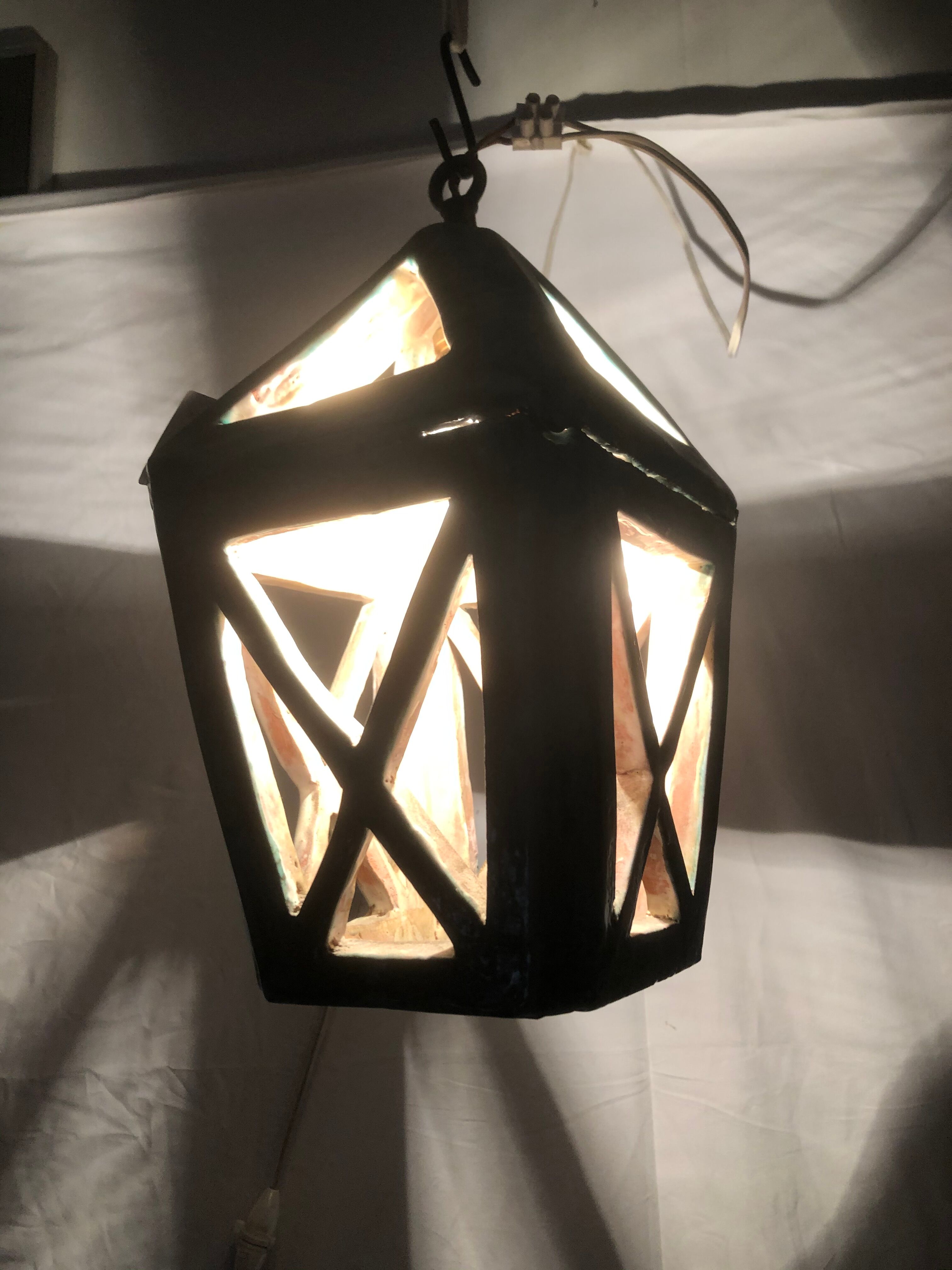 Lanterne en céramique vintage 1950