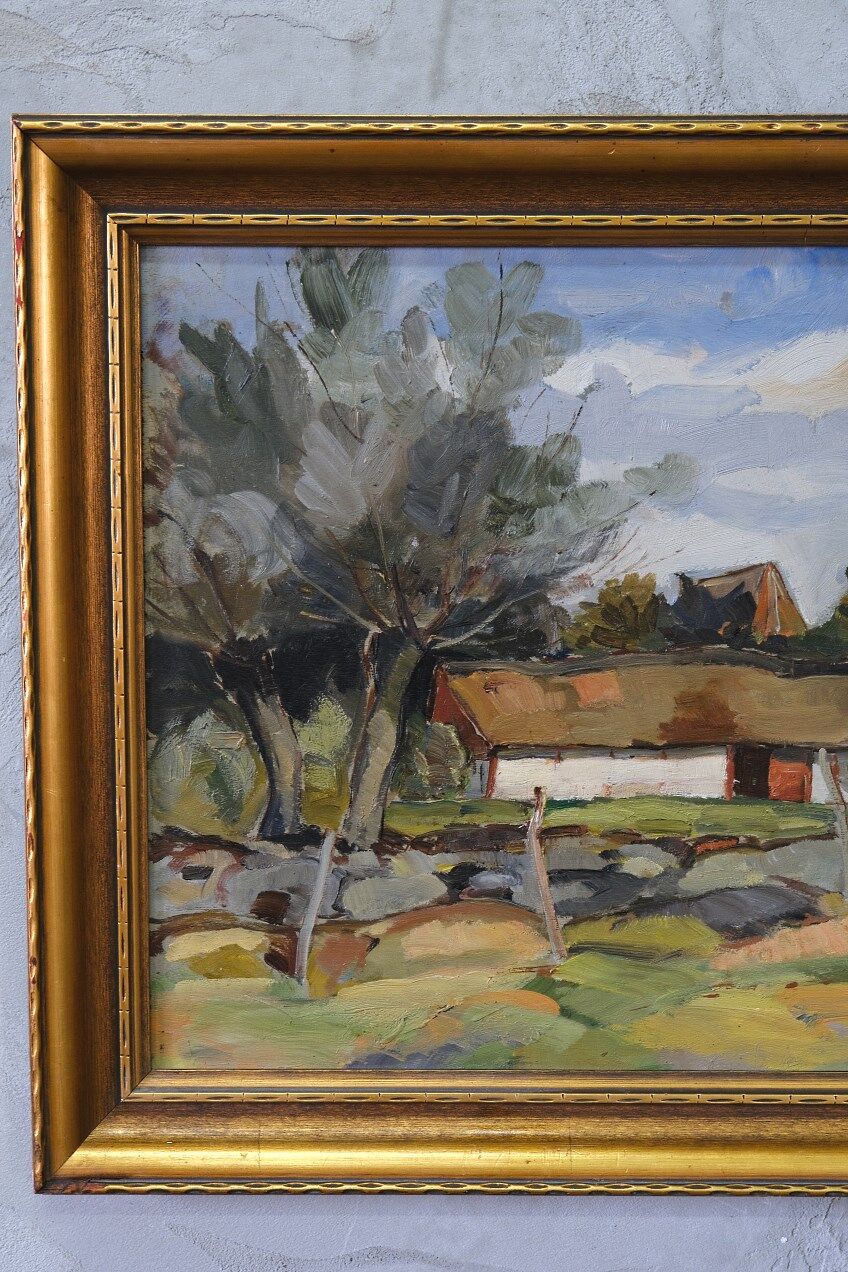 Gotthard Sandberg (1890-1961) , Swedish Oil Painting, Oil on Board, 1933, Framed