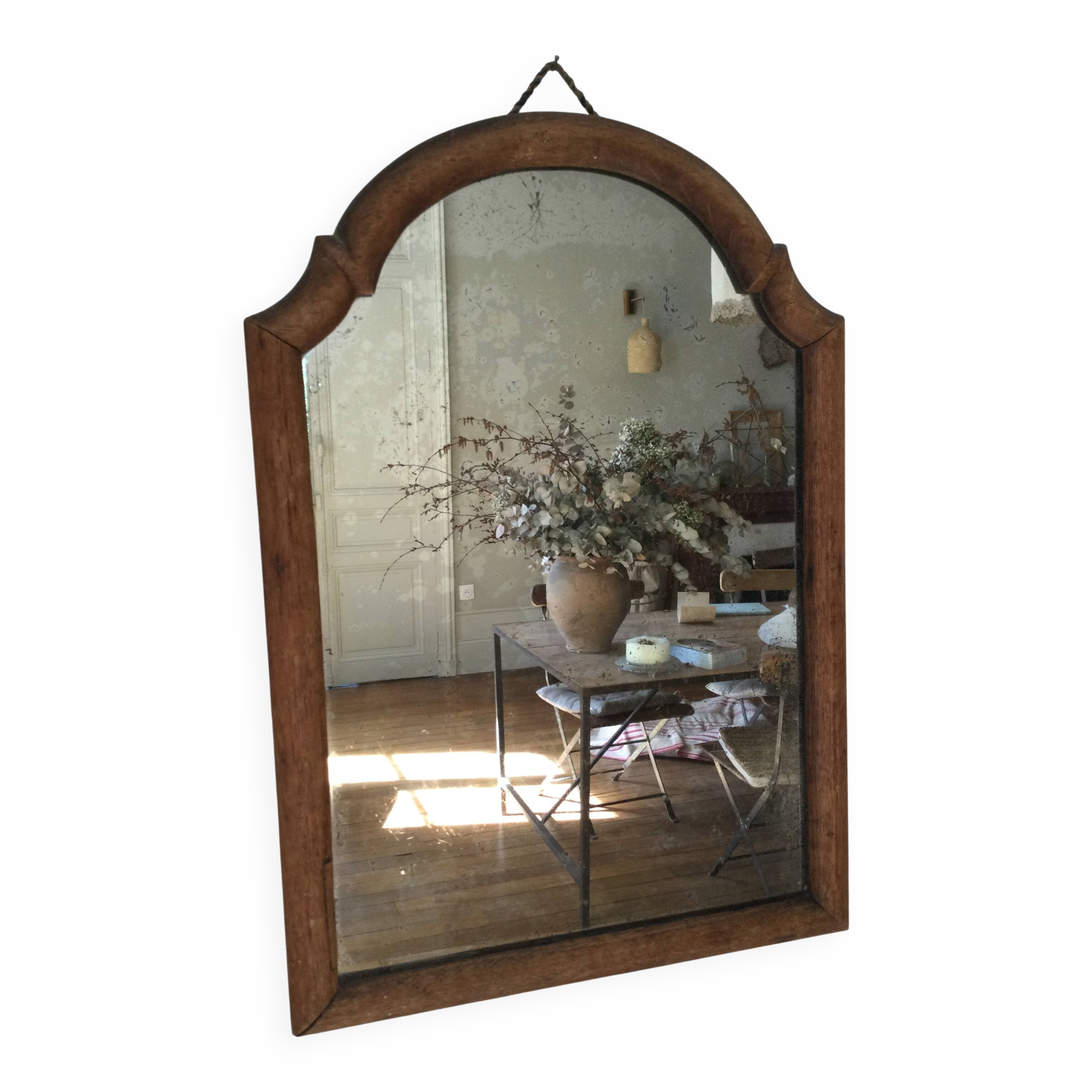 Antique tall round mirror