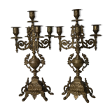 Pair of brass candelabras