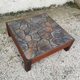 Square oak coffee table and ceramic top