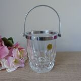 Vintage Cristal d'Arques ice bucket in transparent crystal, bar decoration