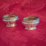 Pair of solid silver salt cellars. Louis XVI.