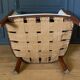 Armchair art deco 1930 marquetry fabric white cream foliage decoration