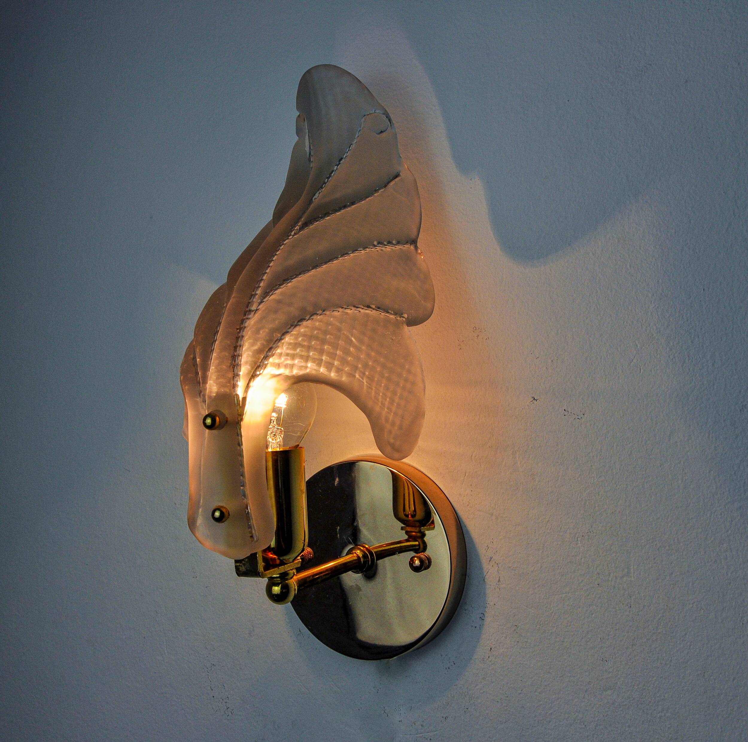 "Leaf" wall lamp by Carl Fagerlund, Murano glass, Germany, 1970