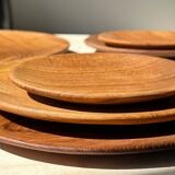 Set of 4 flat monoxyl teak trays