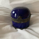 Ceramic pot and bronze blue flower old