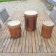 3 Old Grease Pots with Lids in Brown Glazed Stoneware