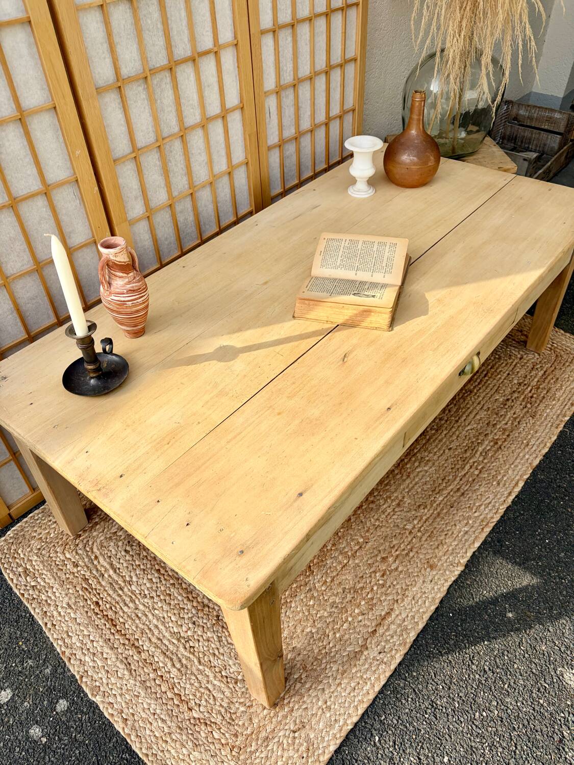 Raw wood coffee table