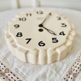 Round cream ceramic wall clock Bayard 8 days vintage