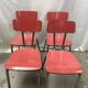 Suite of 4 red formica chairs
