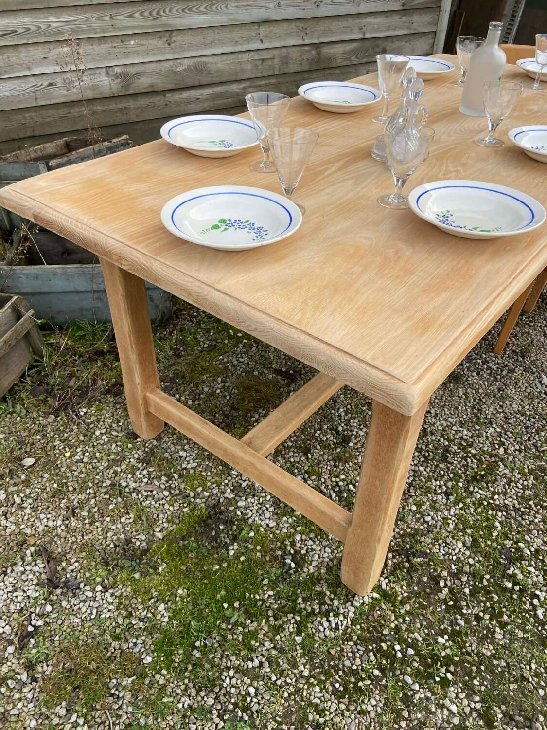 Rustic wooden farmhouse table