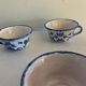 4 tasses à café en porcelaine Paul Gouazé, Martres Tolosane, croix occitane, 1920
