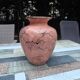 Vintage ceramic vase - powder pink / peach with pearlescent and marbled effect /