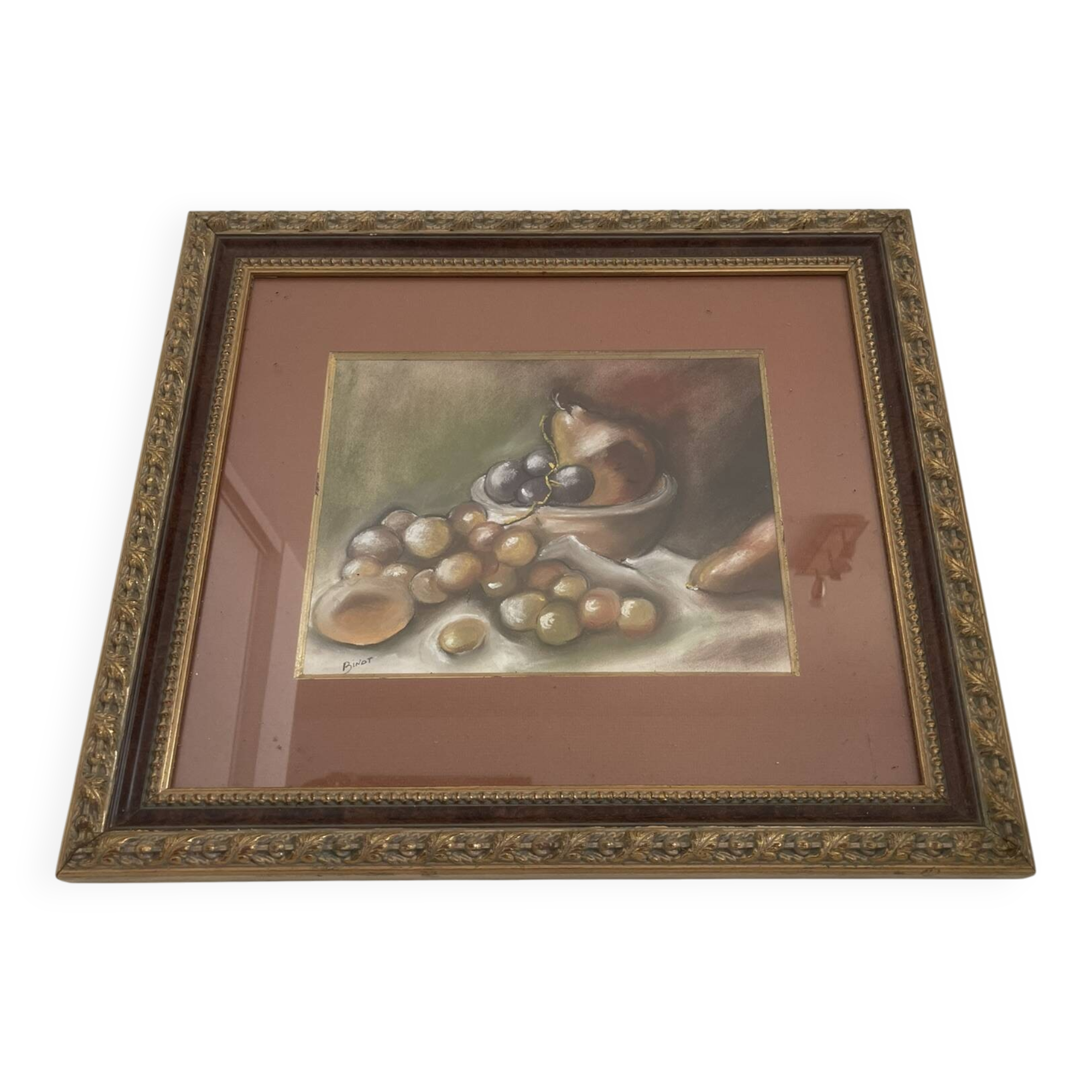 Old painting Still Life Fruits Framed Gold 52x46cm