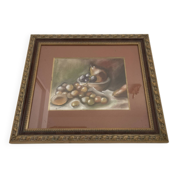 Old painting Still Life Fruits Framed Gold 52x46cm