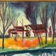 House by the water, oil on canvas signed