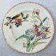 2 Art Nouveau polychrome plates signed Longwy Oiseau and Iris