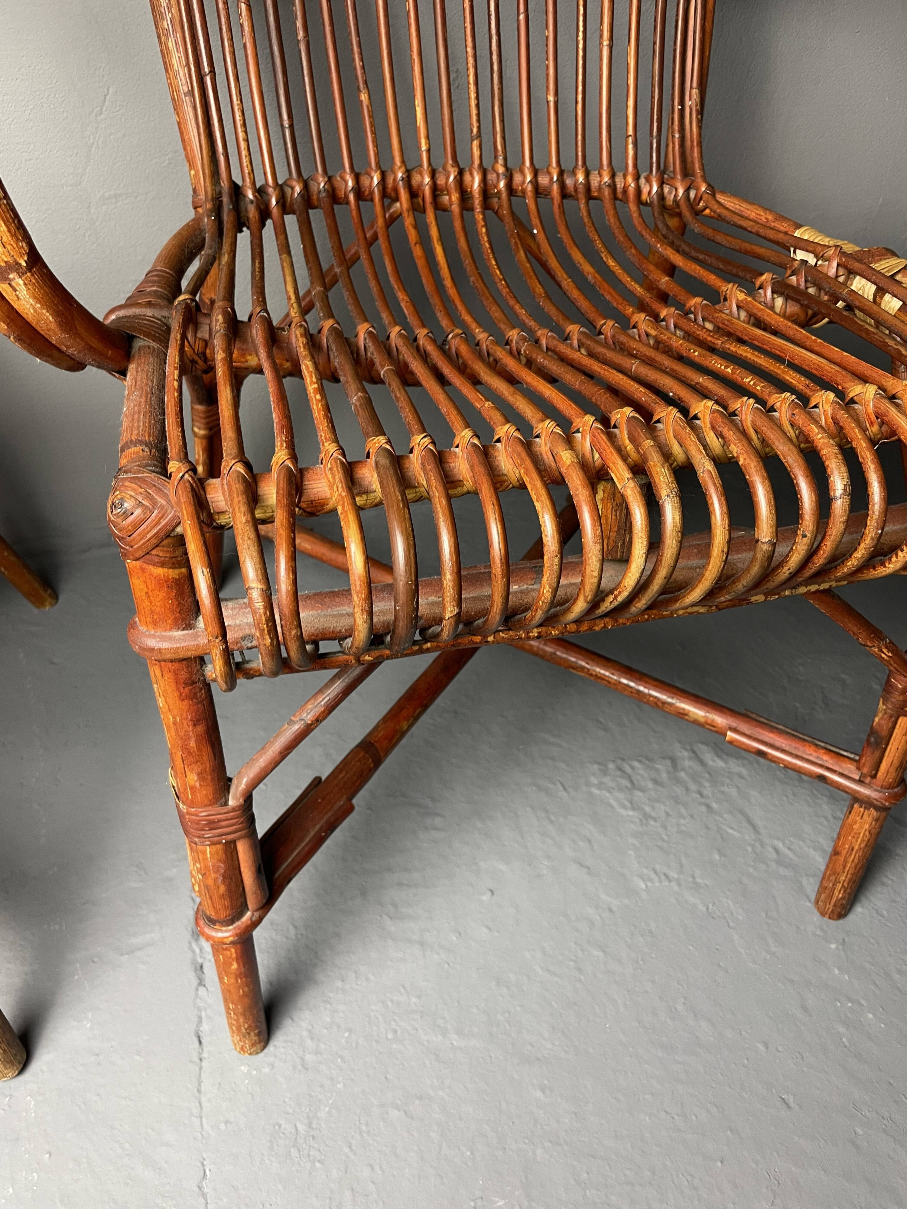 Paire de fauteuils en rotin 1930