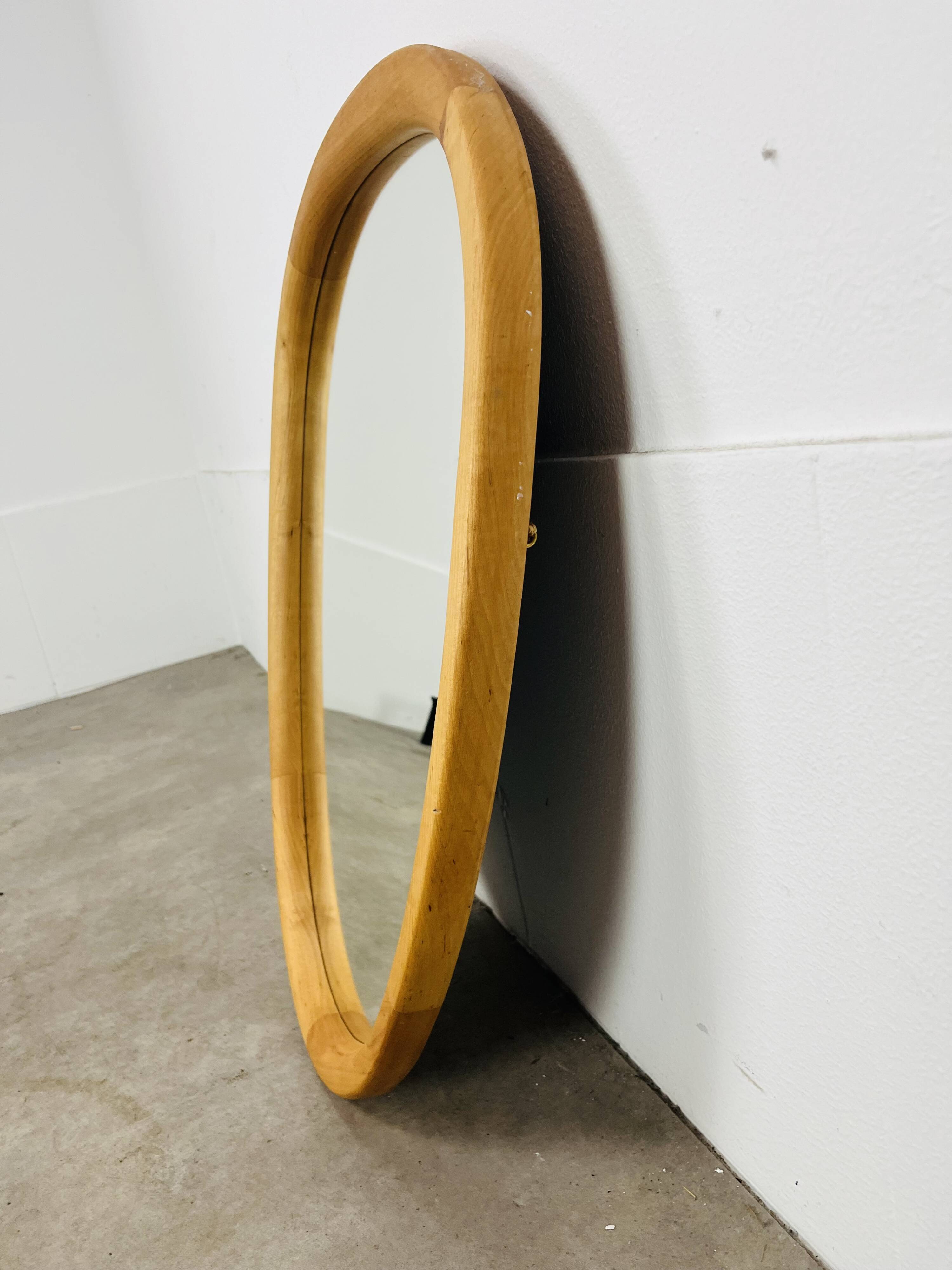 Miroir rétroviseur cerclage bois style scandinave