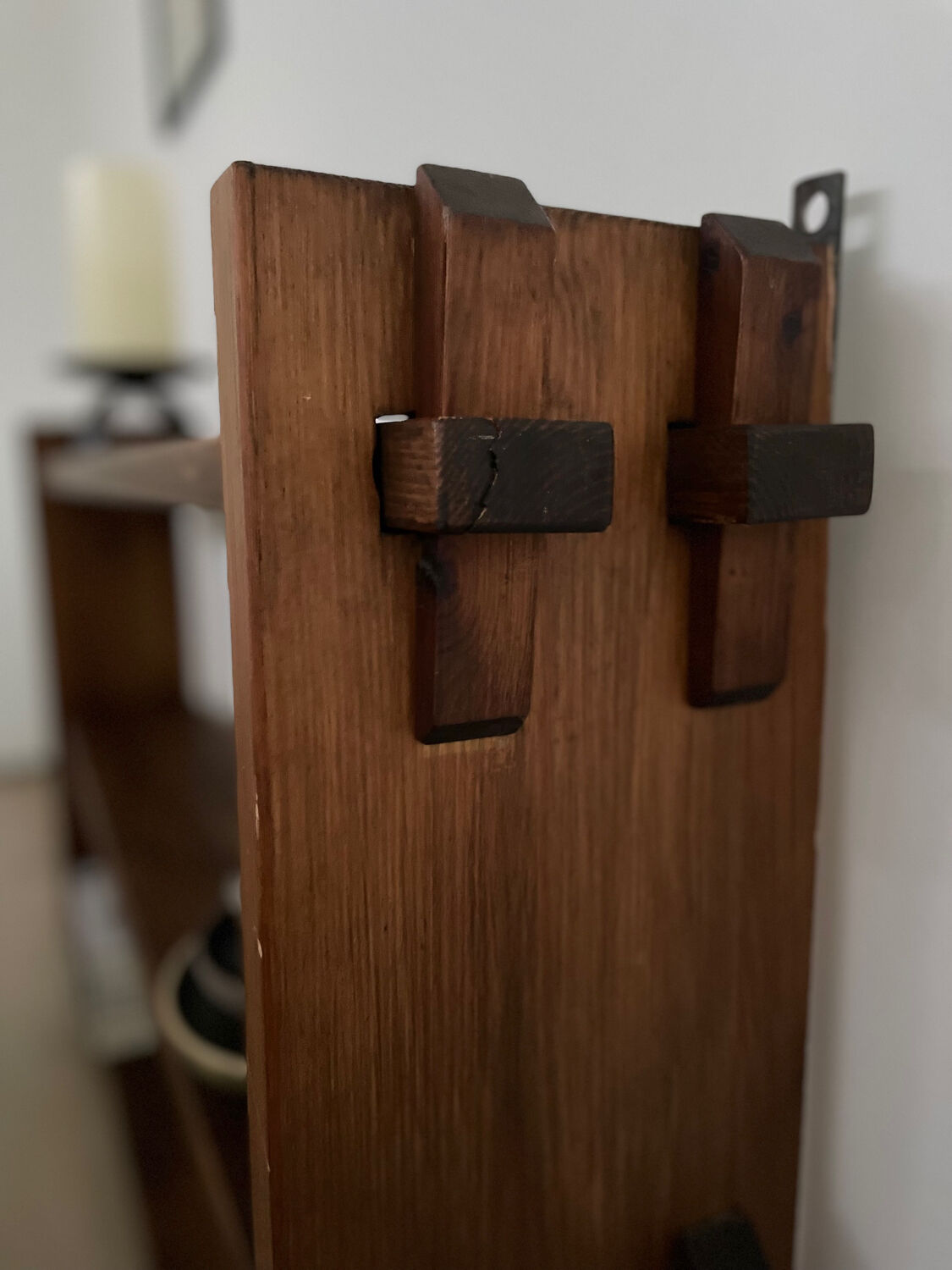 Brutalist wooden shelf