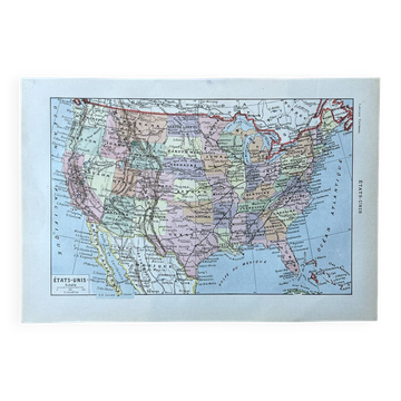 Carte des États Unis - 20x29cm 1922