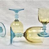 6 old two-tone George Sand wine glasses