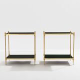 Pair of neoclassical lacquered brass side tables by Maison Jansen, 1970