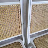 Suite of 4 folding chairs vintage wood and cannage 60s/70s