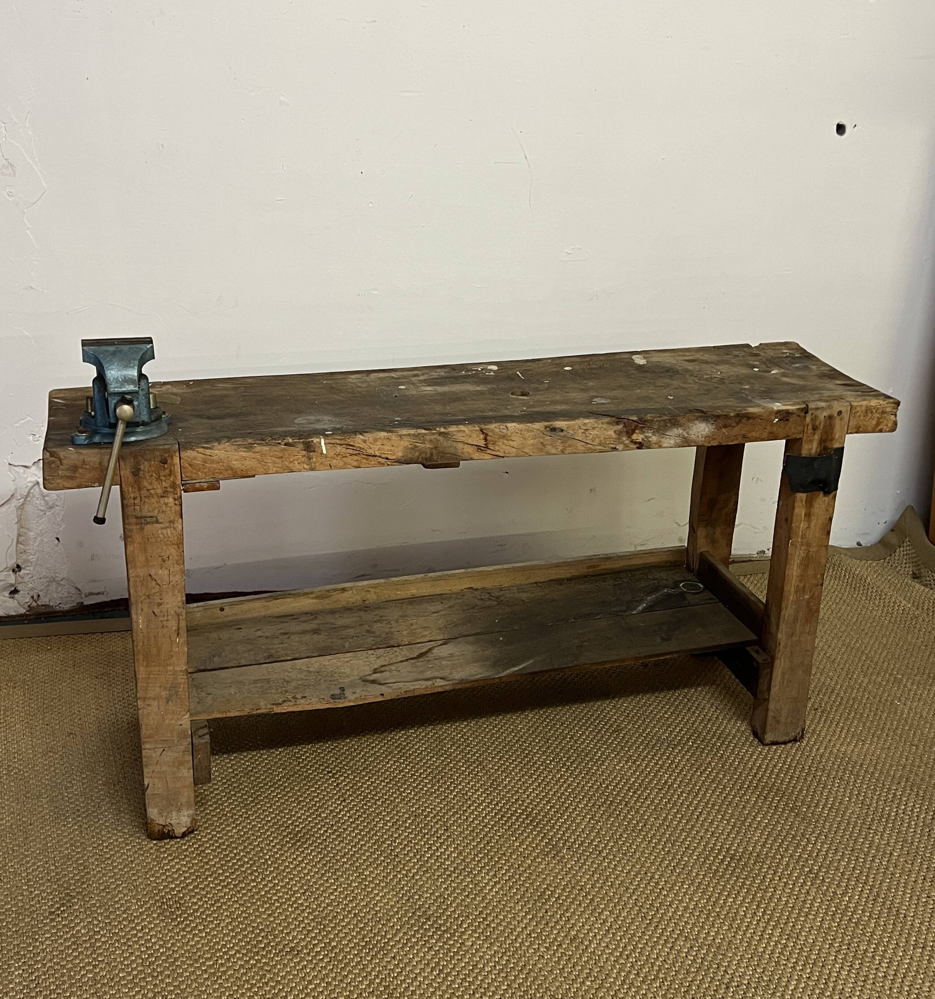 Old wooden craft workbench