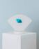 White Murano Glass Table Lamp with Blue Detail, Shell Silhouette, Postmodern Memphis Style, 1980s Italy
