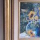 Original sunflower canvas signed by the French painter Roger Bolzonello 39 cm x 33 cm