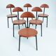 6 Linea Veam leather tripod chairs, Italy 1980s