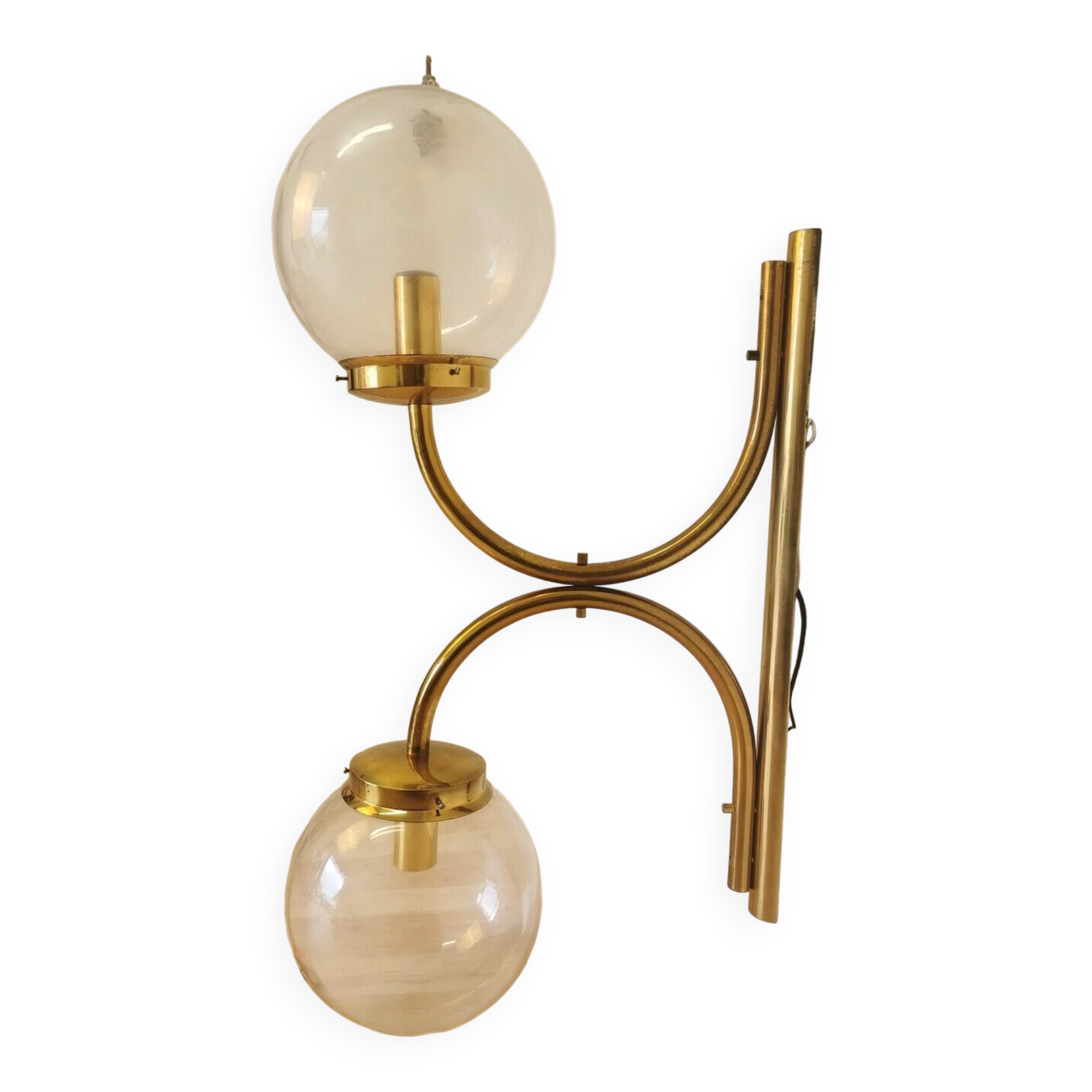 Extra Large Vintage Brass Wall Lamp: Mid-Century Italian Lighting