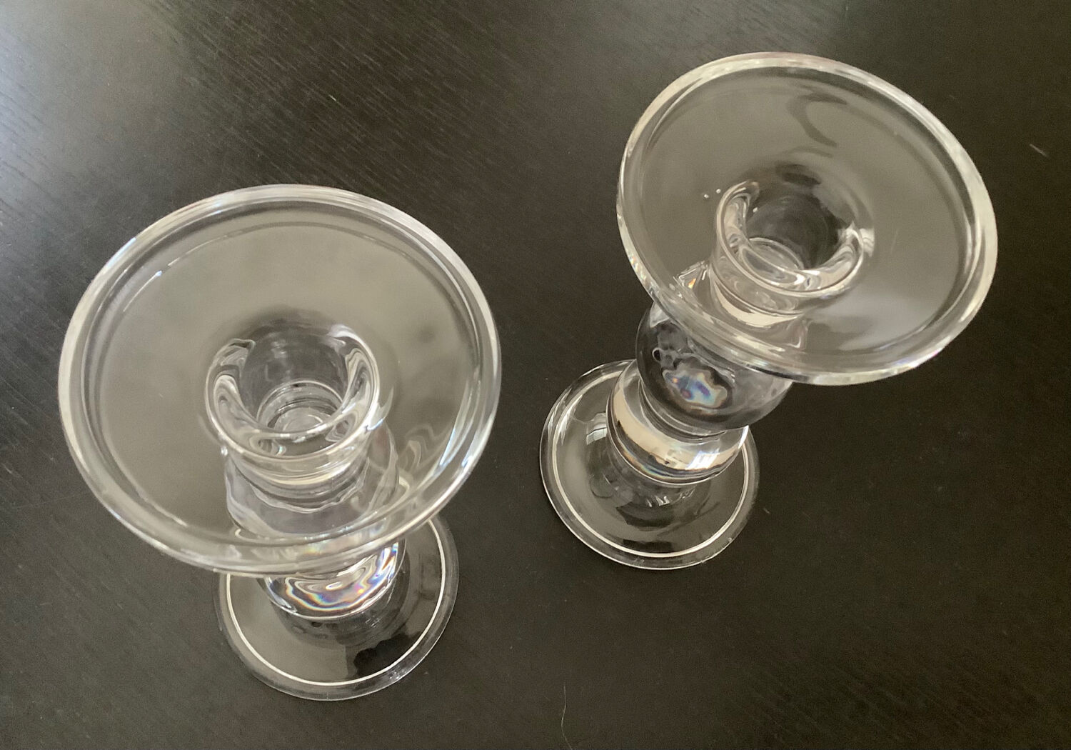 Pair of glass candlesticks