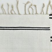 Kilim Turc Vintage Ivoire et Noir, Rayé, Déco Salon Bohème, 176X258Cm