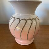 Antique strehla vase pink & white ceramic west germany vintage