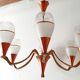 Lustre 1950 en laiton et cuivre vintage