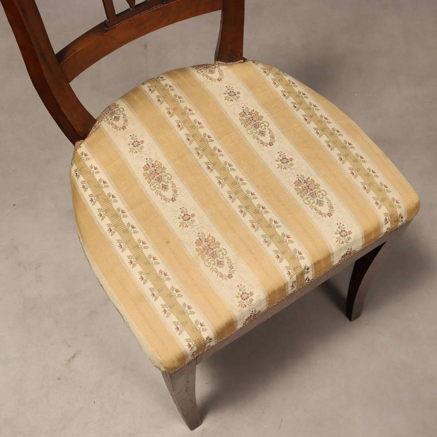 Antique mahogany and fabric chairs, Italy, 19th century