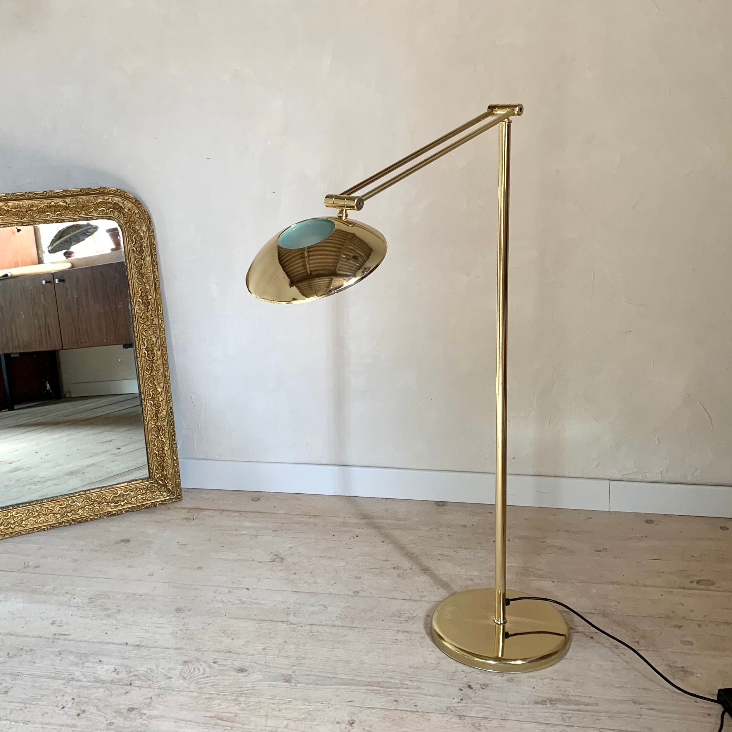 Lampadaire liseuse articulée metal doré vintage