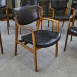 Ensemble de 6 fauteuils scandinaves en cuir et palissandre par Gondo Gravesen pour l’Atelier Bondo Gravesen Snedkerier 1960’s