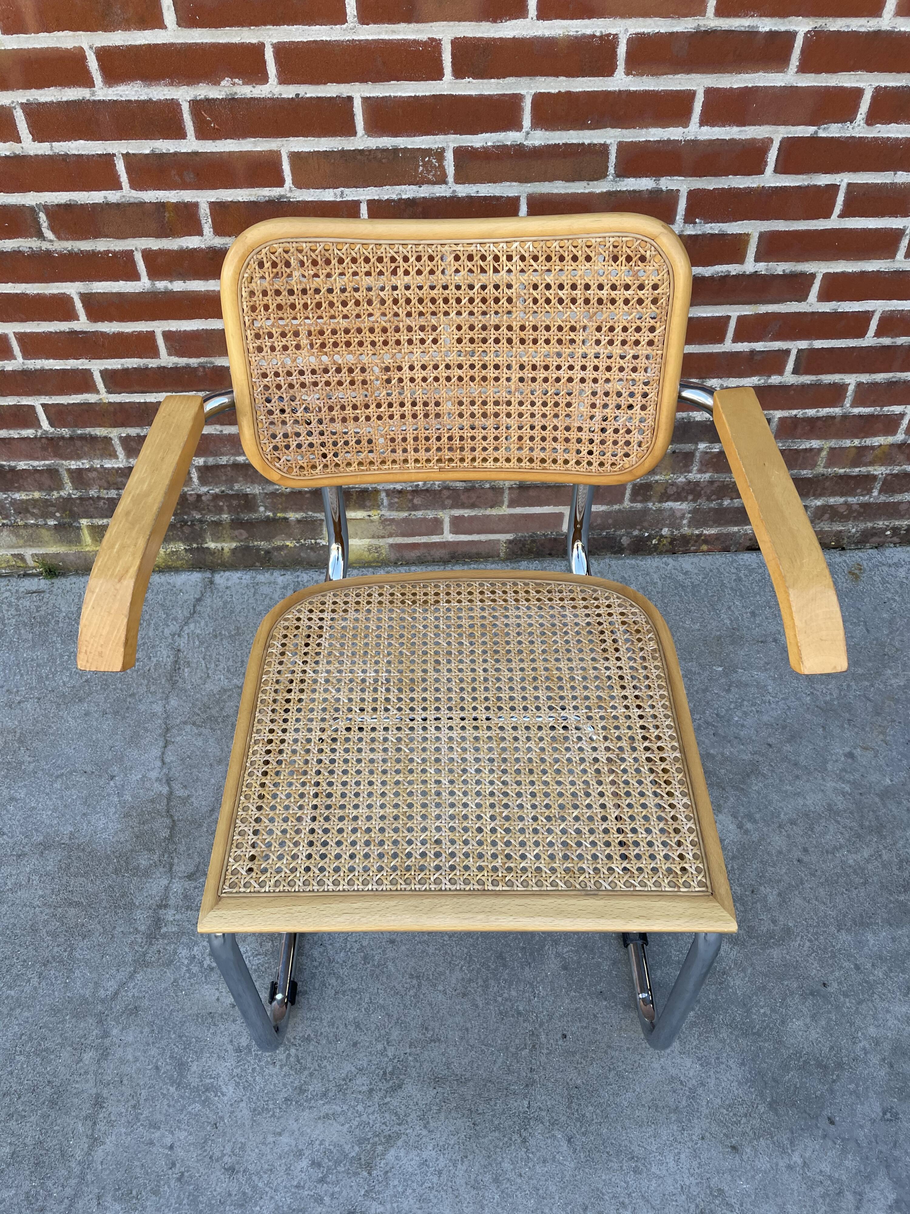 Cesca model design chair with armrests chrome version