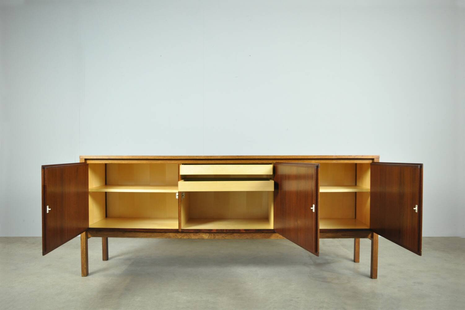 Vintage German Rio sideboard in rosewood, woven finish, Leo Bub, 19