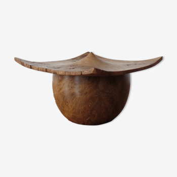 Hand produced burr oak wooden turned lidded pot japanese style