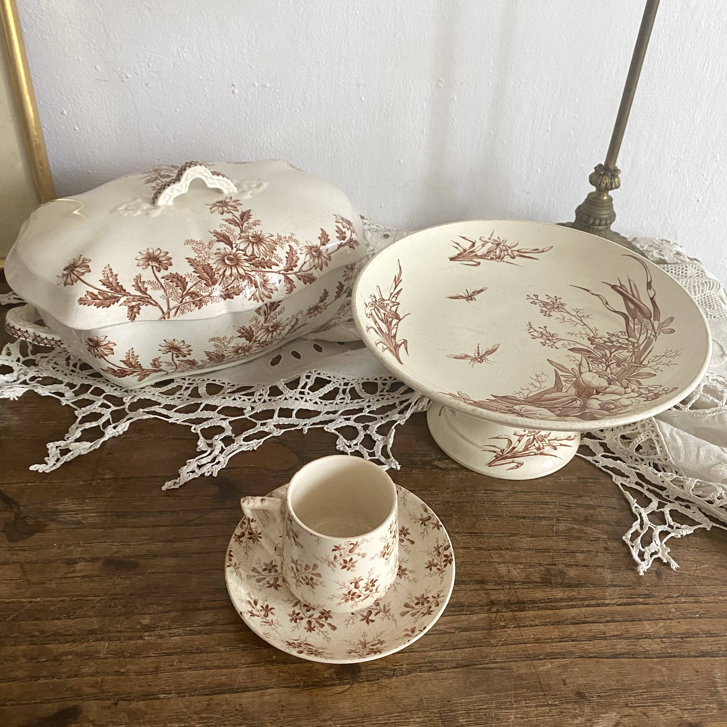 Old Luneville earthenware compote bowl