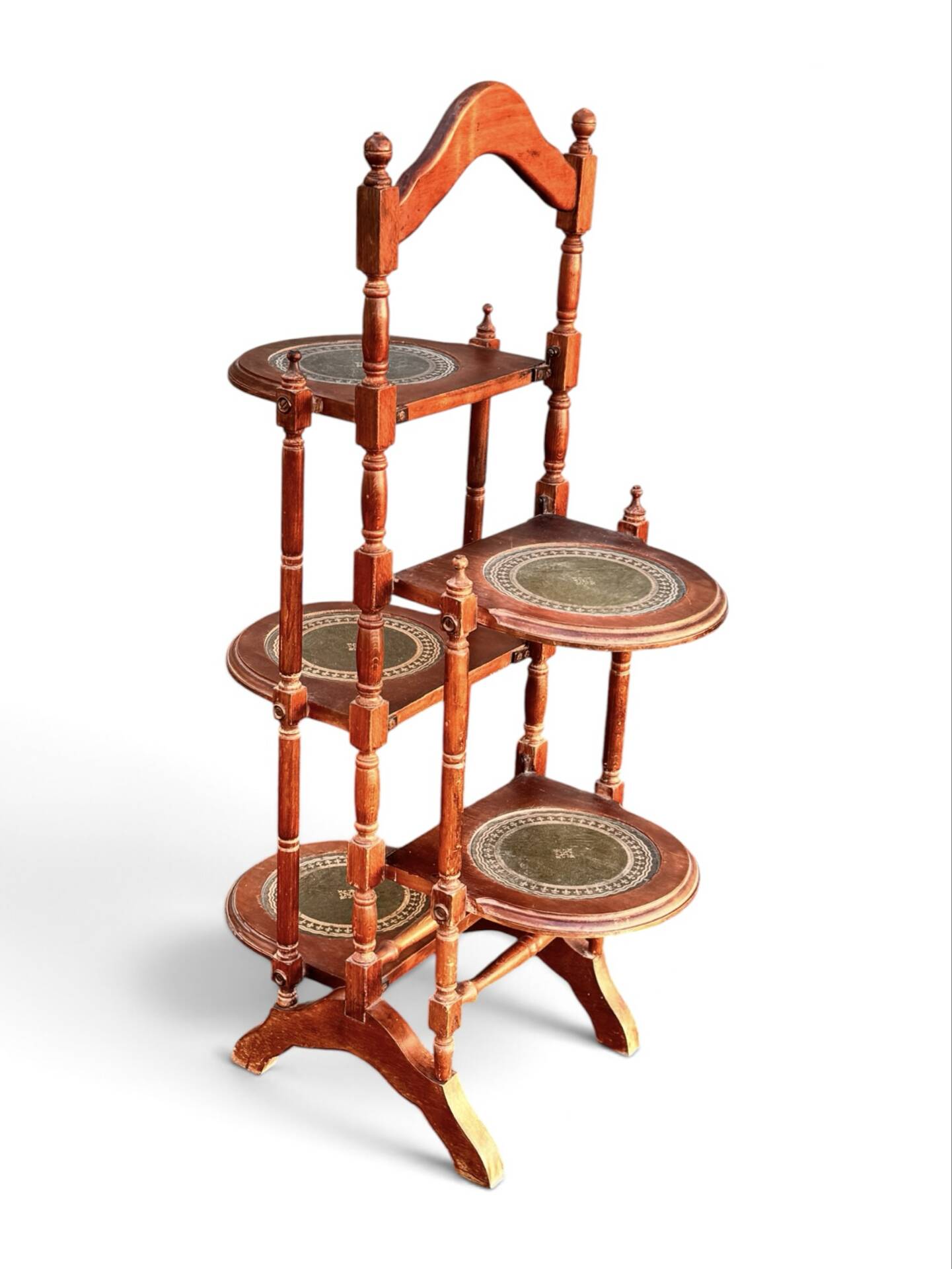 Wood and leather plant stand