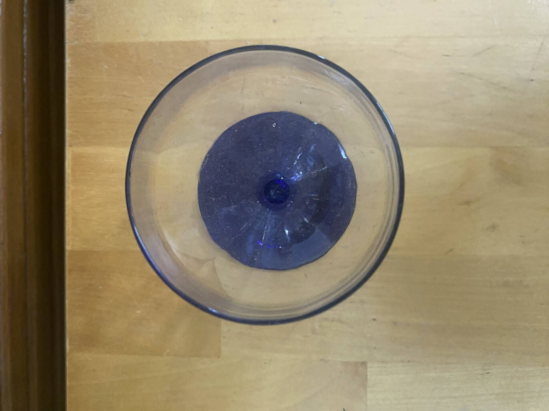 Set of 23 Stemmed Glasses Transparent Glass + Cobalt Blue Stems Vintage